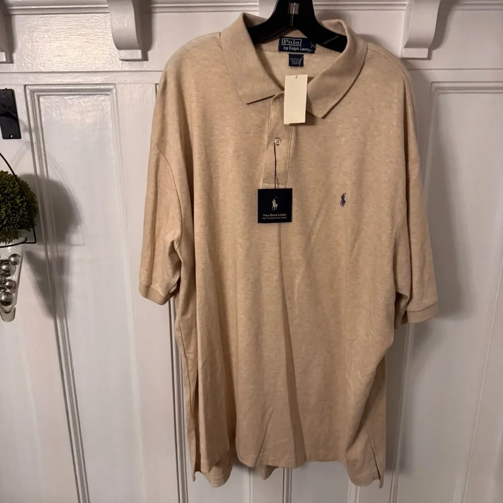 Polo Ralph Lauren Mens 2XB Big Interlock Polo Shirt NEW Sand Color NWT